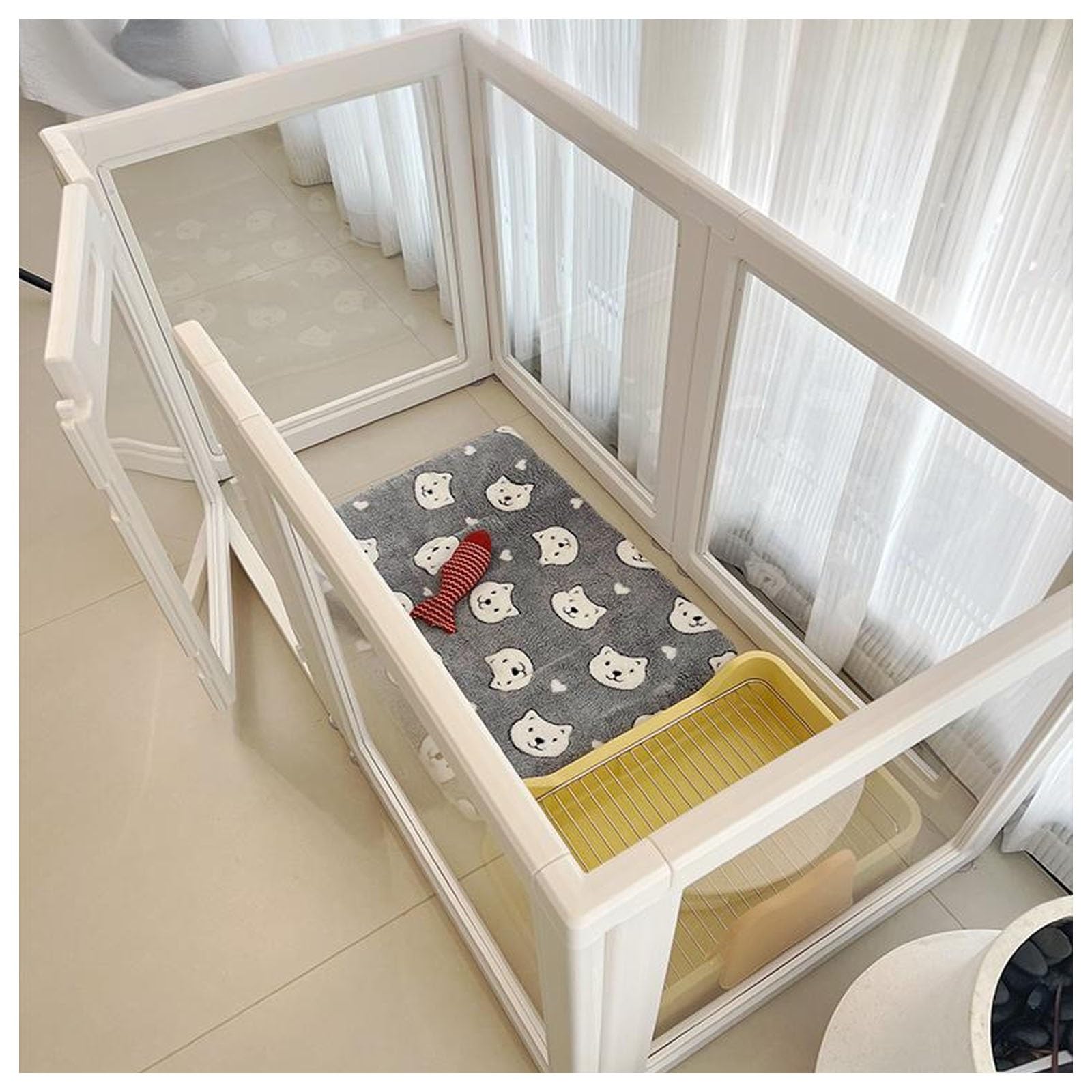 Genérico Parque Transparente para Perros, Parque para Cachorros, Corral expandible, Valla Plegable con Puerta de Paso, Apto para Perros, Gatos, Conejos y Mascotas(60cm/23.6in,12Pieces)