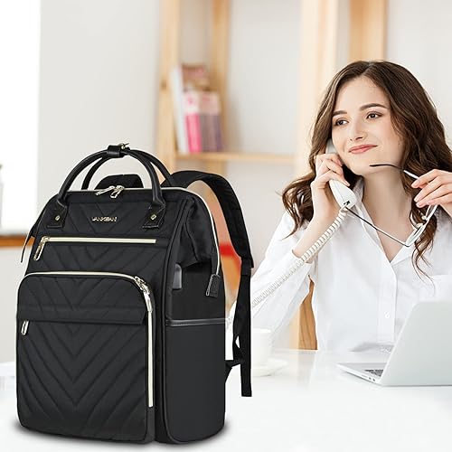 Miniatura 7 de VANKEAN Mochila para laptop de 17 pulgadas para mujeres y hombres, bolsa de trabajo de computadora de moda, mochila impermeable de gran capacidad