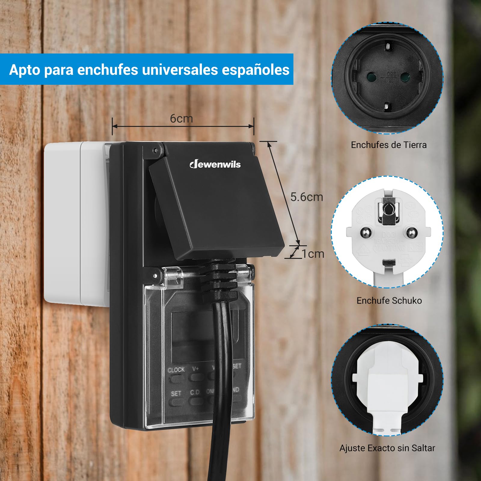 DEWENWILS Prise minuterie extérieure, IP44 minuterie Digitale avec Fonction aléatoire, 20 programmes de Commutation pour Le Jardin, Le système de Filtration de la Piscine