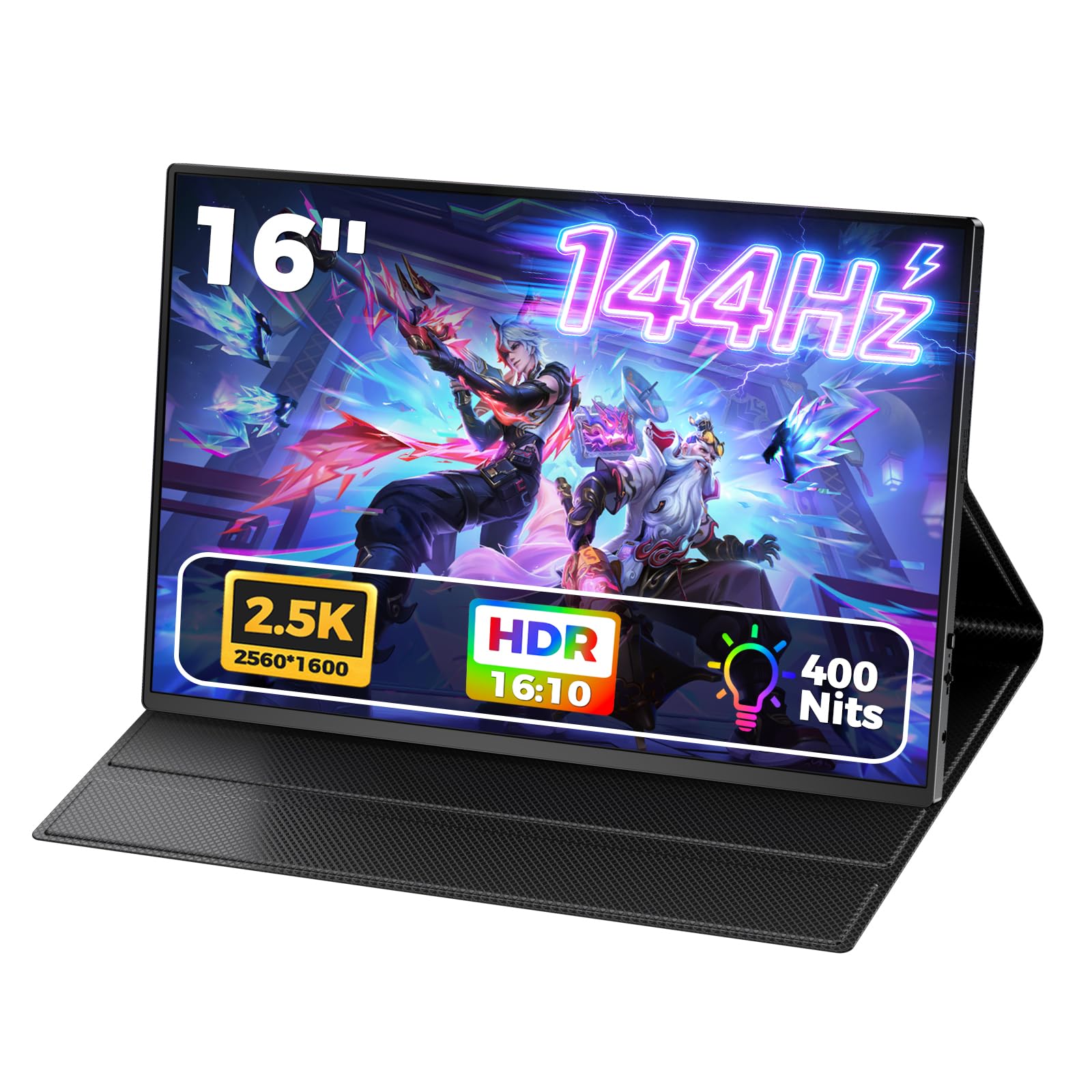 Photo 1 of AbluDot 16" 2.5K Portable Monitor,2560x1600 QHD 16:10 400 Nits Portable Gaming Monitor for Mac Laptop Phone PS4/5 Xbox Switch,External Second Screen Built-in Speakers