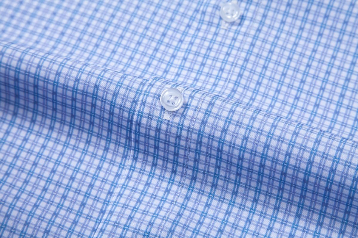 Mens Dress Shirts Stretch Long Sleeve Button Down Shirts Print Regular Fit Casual Busines Shirt - Image 5