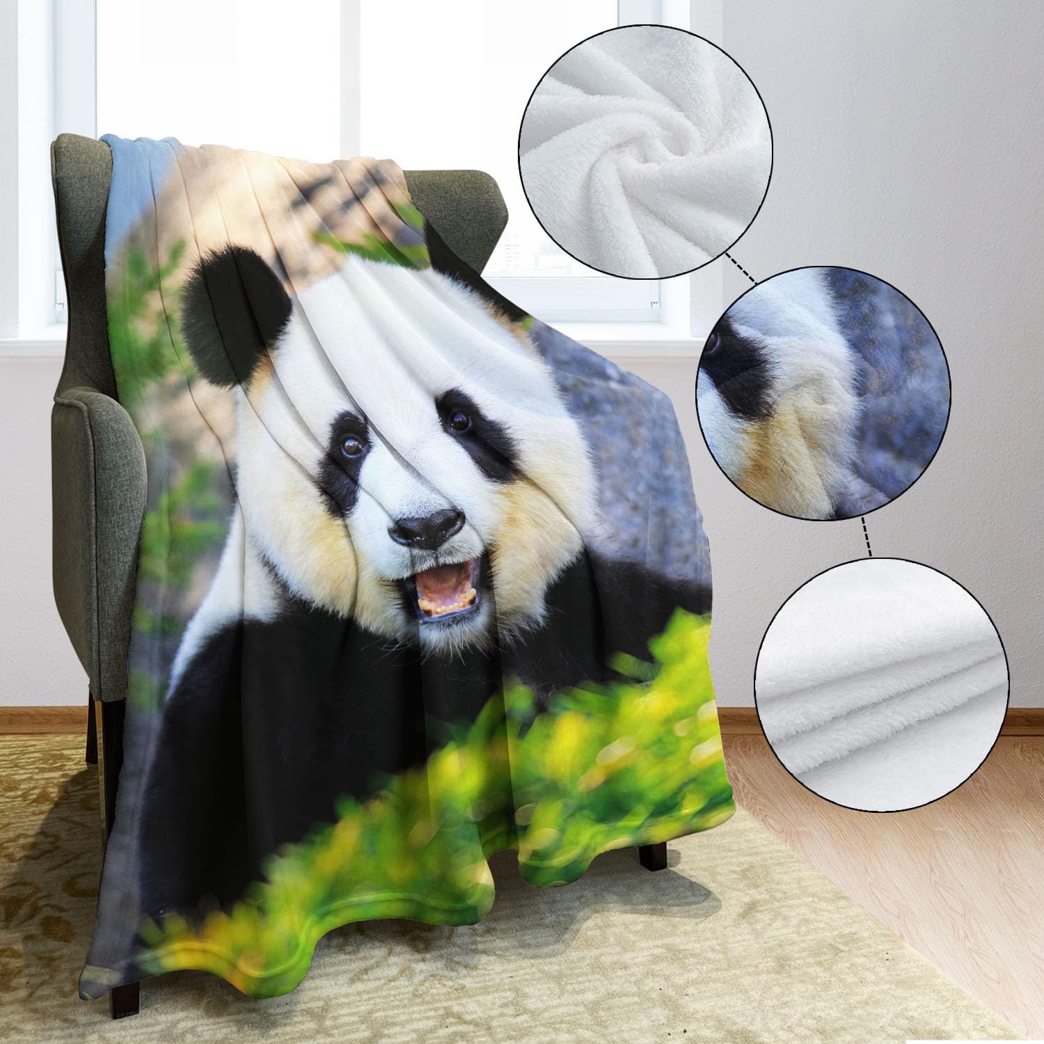 Panda Blanket Panda Bear Fleece Blanket Soft Fuzzy Plush Throw Blankets for Couch Bed 50"x60"
