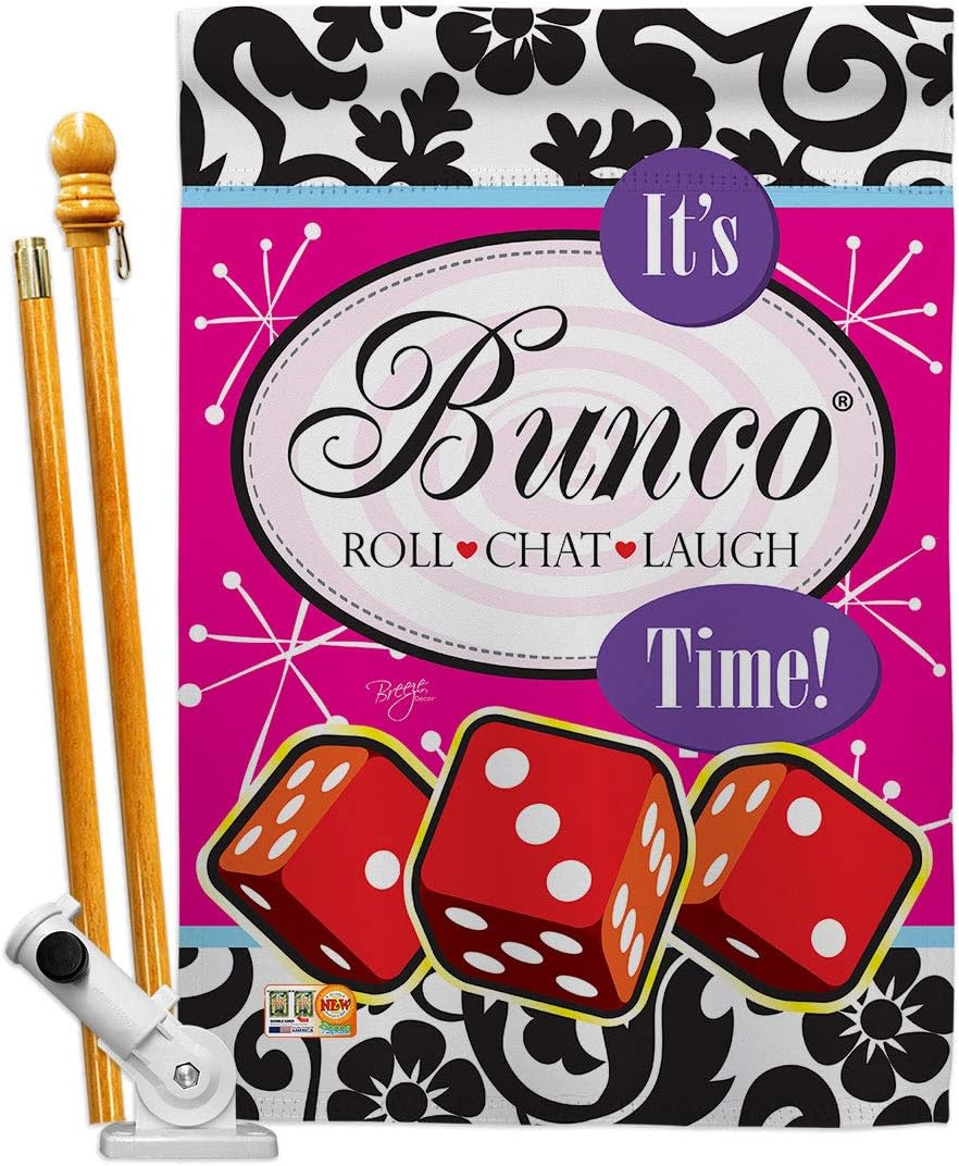 Breeze Decor - It's Bunco Time! Interests - Everyday Hobbies Impressions Decorative Vertical House Flag 28" x 40" Printed In USA