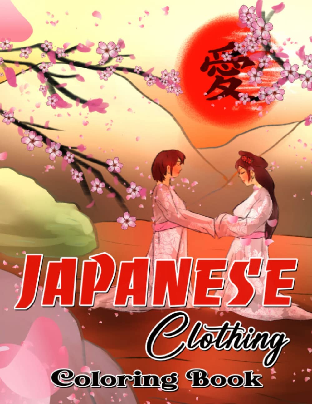 Livre de coloriage japonais vêtement traditionnel kimono pour adulte et enfant