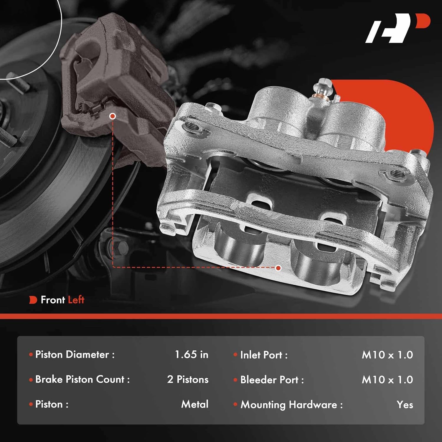 A-Premium Disc Brake Caliper Assembly with Bracket Compatible with Select Subaru Models - B9 Tribeca, Forester, Legacy, Outback, Tribeca, WRX, H4 2.0L 2.5L, H6 3.0L 3.6L - Front Left Driver Side