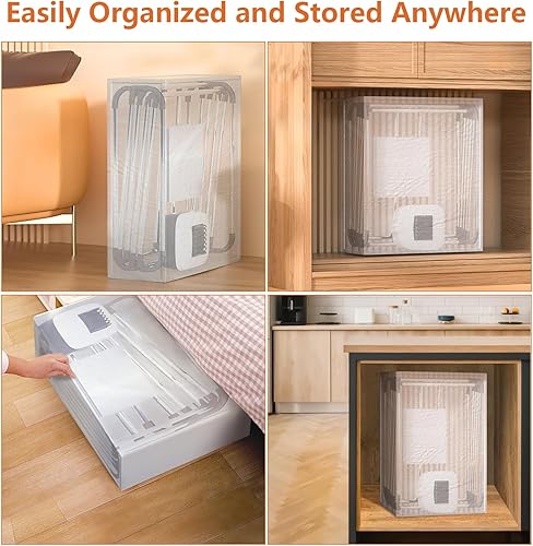 Miniatura 9 de Uten Secadora de ropa, secadora de ropa eléctrica de 1500 W con temporizador, armario de secado de ropa de 2 niveles, estante de secado de ropa