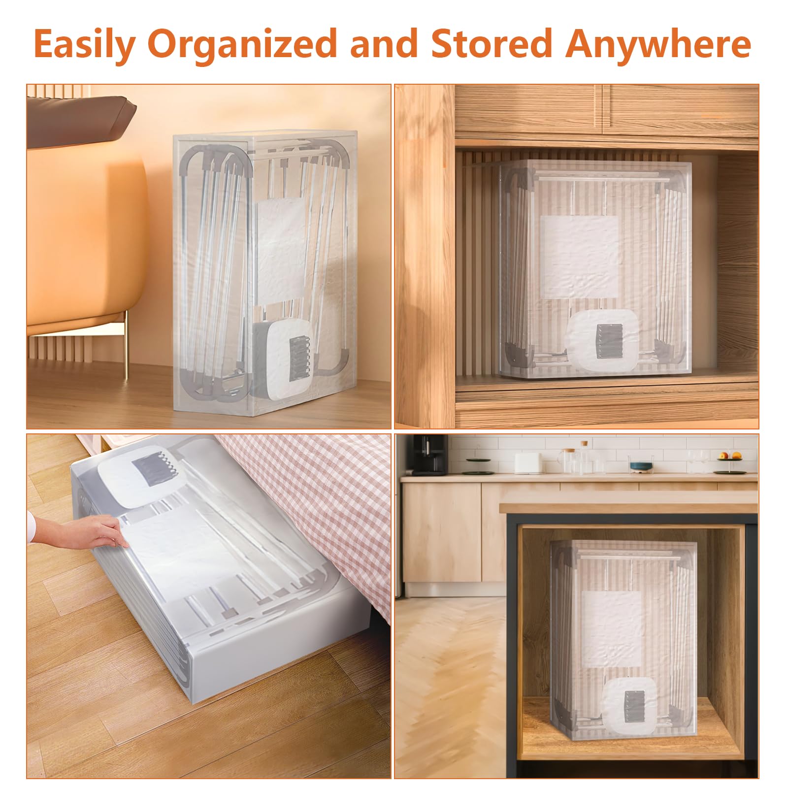 Uten Sechoir Linge Electrique Intérieur, Séchoir Chauffage Pliable à 2 Niveaux avec Sac de Rangement, 1500 W Séchage Rapide, pour Tous Tissus, Convient Maison