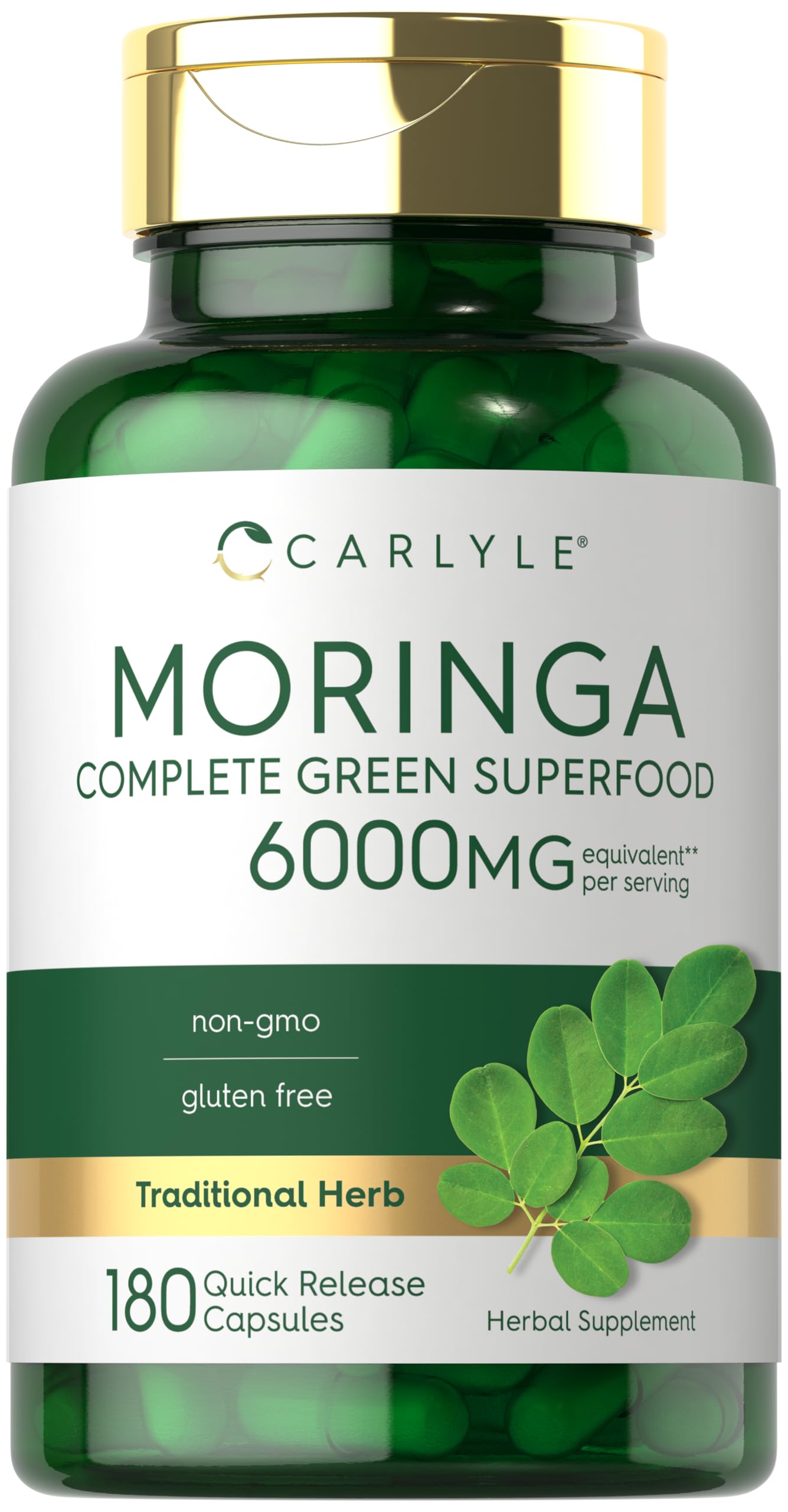 Carlyle Moringa Oleifera Supplement | 180 Capsules 180 Count (Pack of 1)