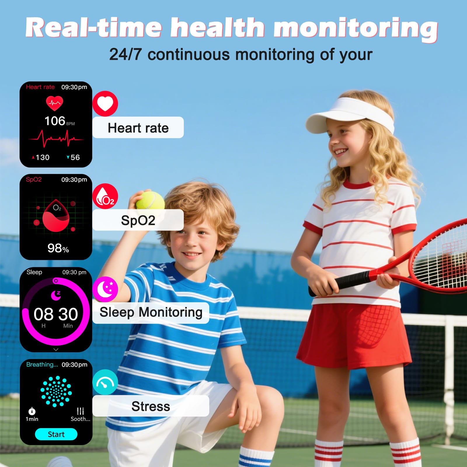 Fitness Tracker Montre Connectée Enfant, 1,83" HD Montre Intelligente pour Garçon Fille IP68 Étanche avec 120+ Mode de Sport Cardiofrequencemètre Podomètre Réveil Jeux pour Ados 4-16 Ans Cadeau, Rose