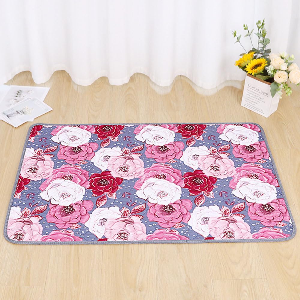 Chickwin Reusable Puppy Pads, Absorbent Puppy Flower Print Training Pads Washable Dog Training Pads, Non-Slip Large Pee Pads Dogs for Travel, Car, Home (50x70cm(2Pack),Chinese Flower)