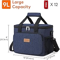 Vista 135 de Lifewit Bolsa de Almuerzo Mediana Aislada Caja de Almuerzo Hielera Suave Bolsa Refrigerante para Adultos Hombres Mujeres, Gris 12 Latas (9L)