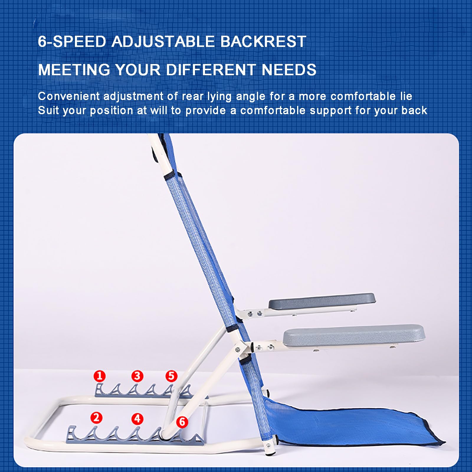 Schienale ad angolazione Regolabile, Supporto per Schienale del Letto, Regolabile a 6 velocità, Design Traspirante in Rete, Perfetto per Anziani, pazienti e Donne Incinte per Sit-up, Supporto per la