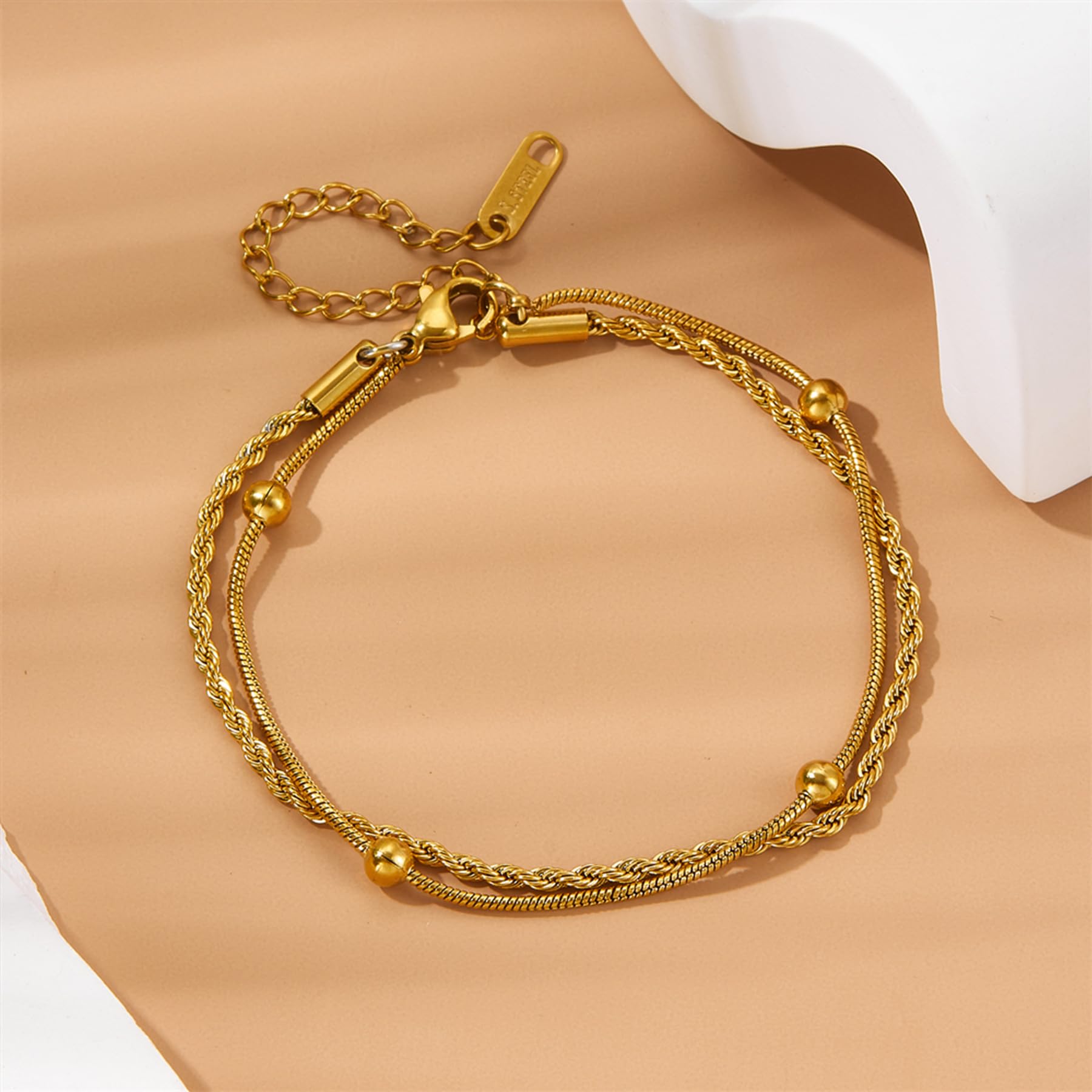 LAURITAMI Cavigliera Donna, Braccialetti da Caviglia in Titanio per Donna, Abbinabili Cavigliera Regolabile 21+6 cm per L'estate in Spiaggia