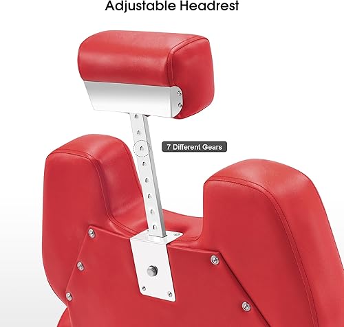 Miniatura 4 de BarberPub Silla de peluquero reclinable resistente, silla hidráulica multiusos para peluquería, spa, equipo de champú de belleza 8706 (rojo)