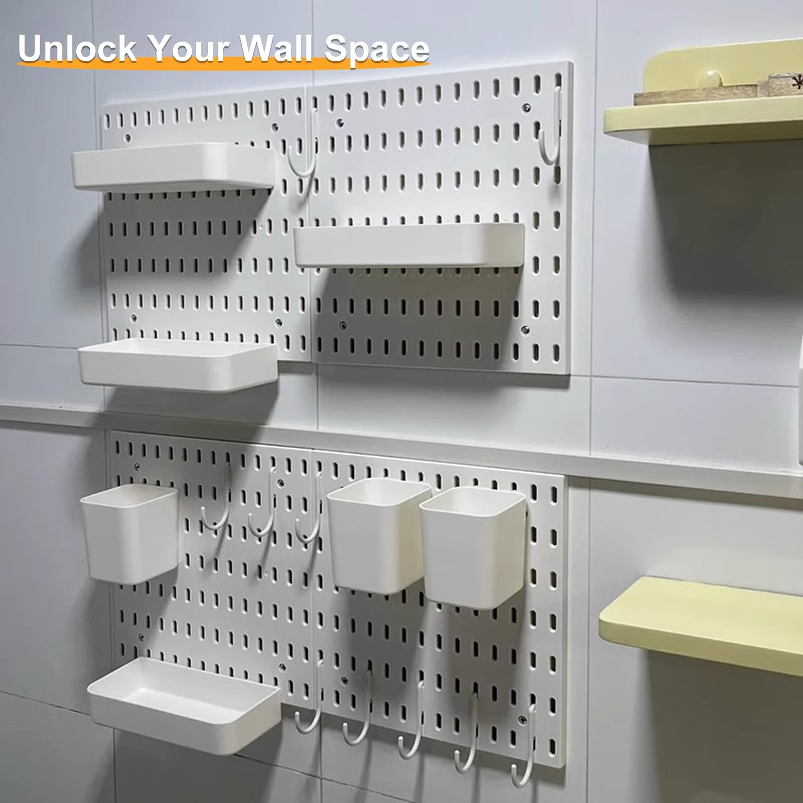 Stecktafel Vorratsregal Lochwand Büro Pegboard-Kombinations-Wand-Organizer-Set, Pegboard-Wandhalterung für Küche, Badezimmer, Wohnzimmer, Büro(Black,25 * 50cm)