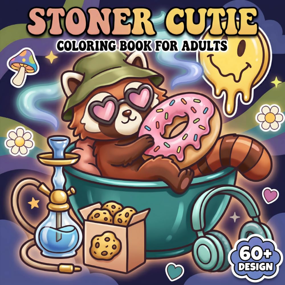 Stoner Cutie: A Cute and Simple Psychedelic Coloring Book Featuring Trippy Animals for Adult Relaxation and Stress Relief