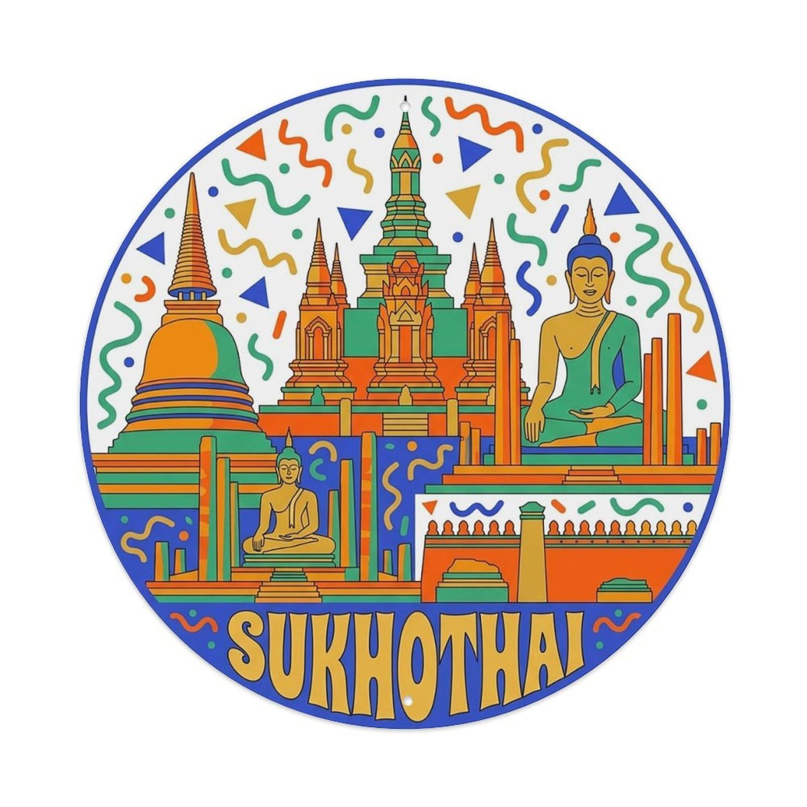 Este 8X8inch Style Thailand Vintage Travel Sukhothai Metal Tin Sign