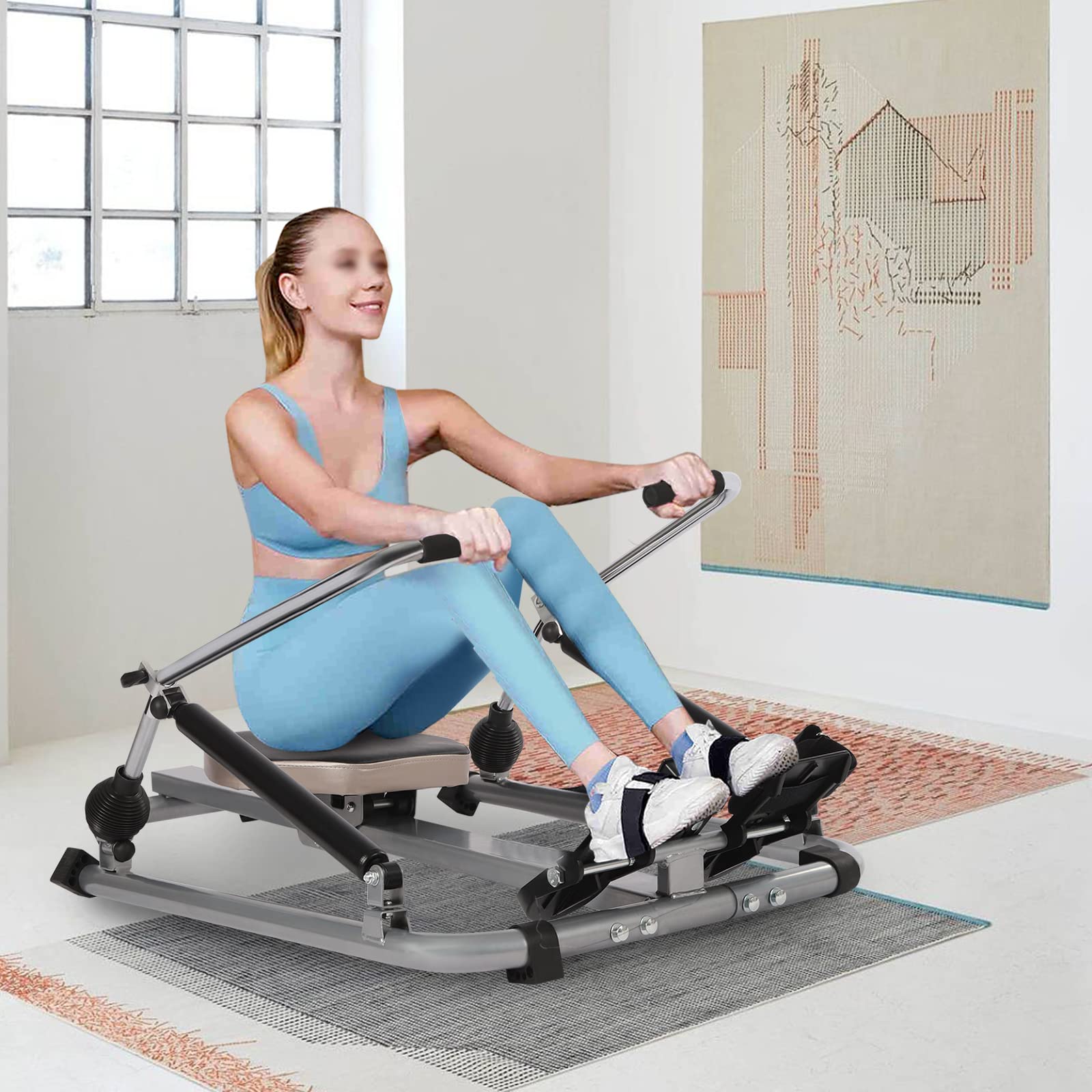 Wioślarz do domu, opór hydrauliczny, fitness urządzenie wioślarskie z wyświetlaczem LCD, do domu, na siłownię