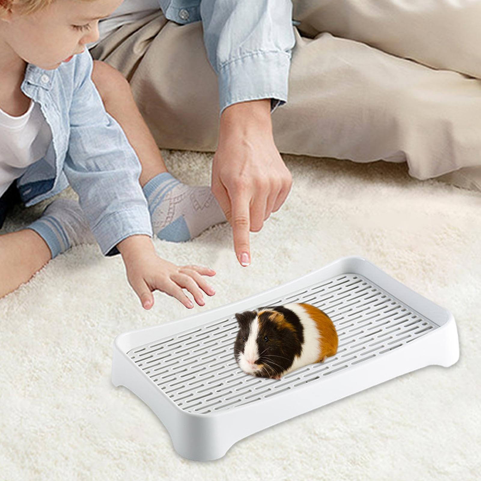 Yuoaes Kaninchentoilette Groß – Ecktoilette Mit Rost, Einlagen, Für Kaninchen, Meerschweinchen
