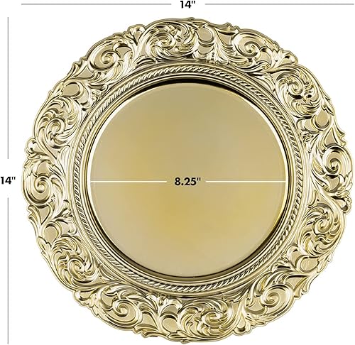 Miniatura 6 de Koyal Wholesale Platos de carga metálicos barrocos, decoración de estilo francés a granel, platos de carga ornamentados, decoración rústica de mesa