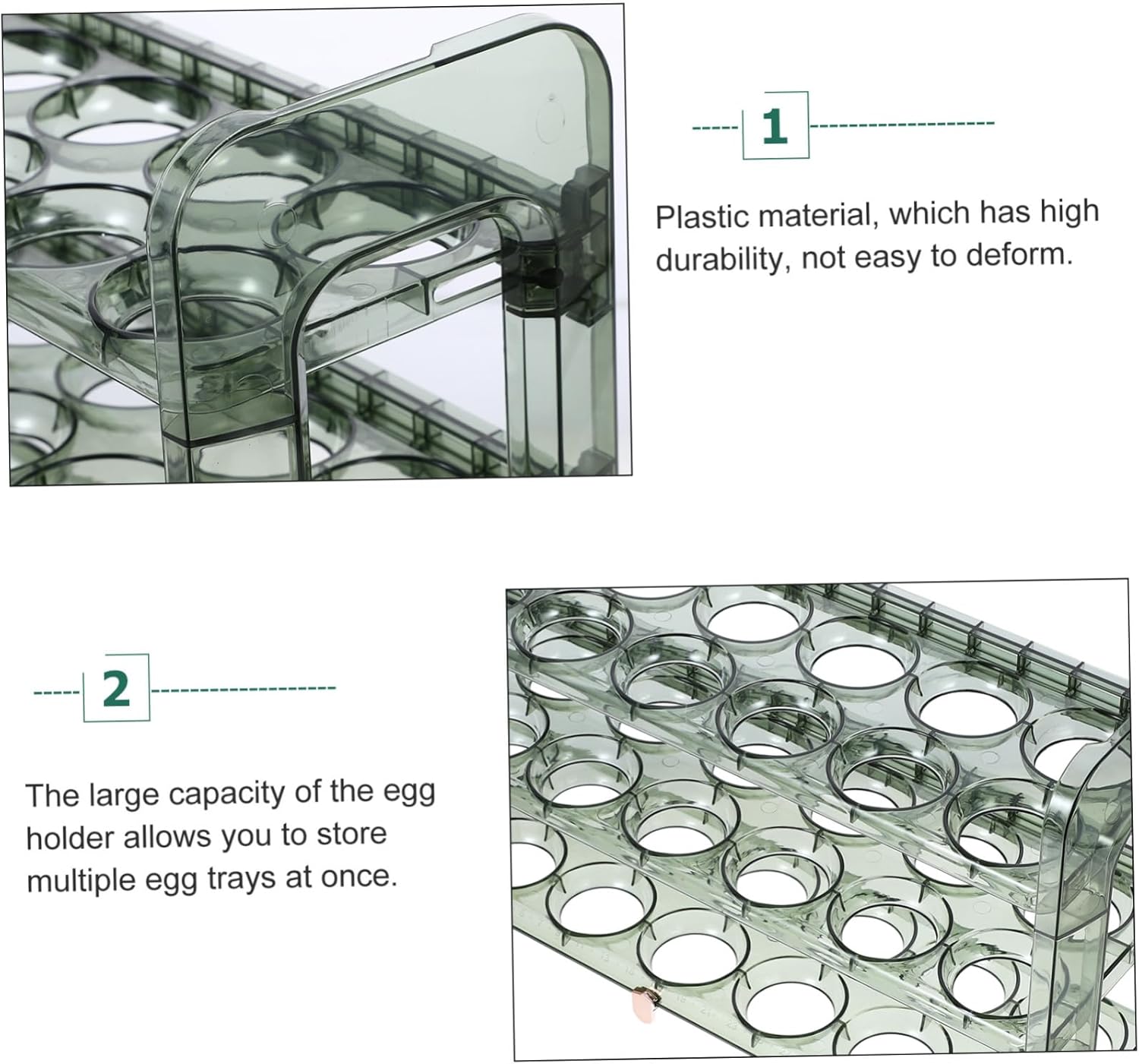 Egg Preservation Holder Multi-grid Egg Storage Box for Refrigerator Design for Kitchen Organization Easy to Clean Large Light Green