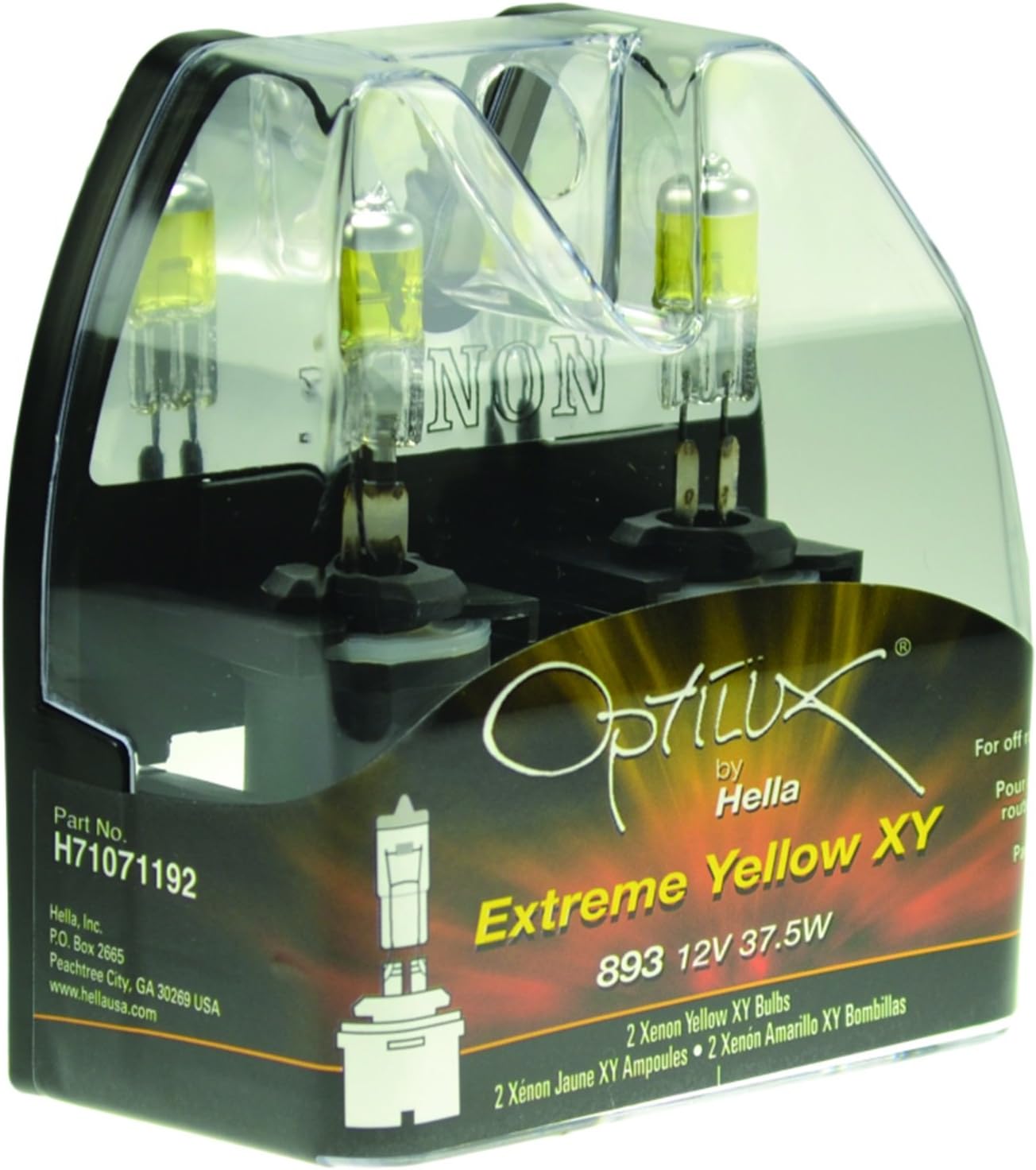 Hella H71071192 Optilux XY Series 893 Xenon Yellow Halogen Bulbs, 12V, 37.5W, 2 Pack