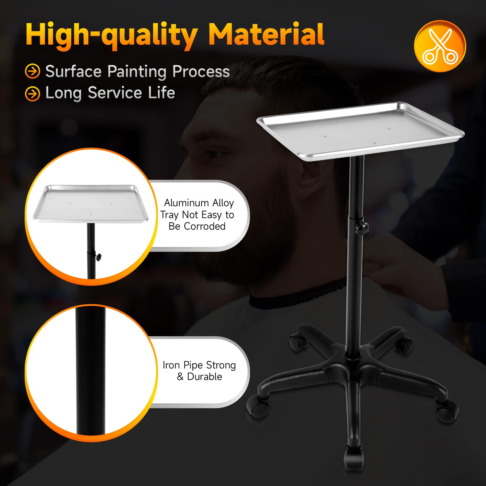 Carrello per Parrucchiere Altezza Regolabile 45 × 33 × 70 cm Argento (Senza ripiano) per Parrucchieri e Negozi di Animali Attrezzo Stabile con Contenitore Mobile