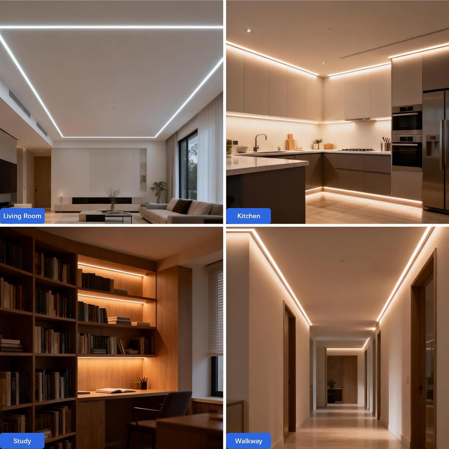 6-Pack 3.3ft Plaster-in LED Channel, Recessed Drywall LED Strip Light Diffuser, 16mm 20mm Aluminum Channels with Milky White Cover for Seamless Hidden Lighting in Ceiling, Wall, Baseboard