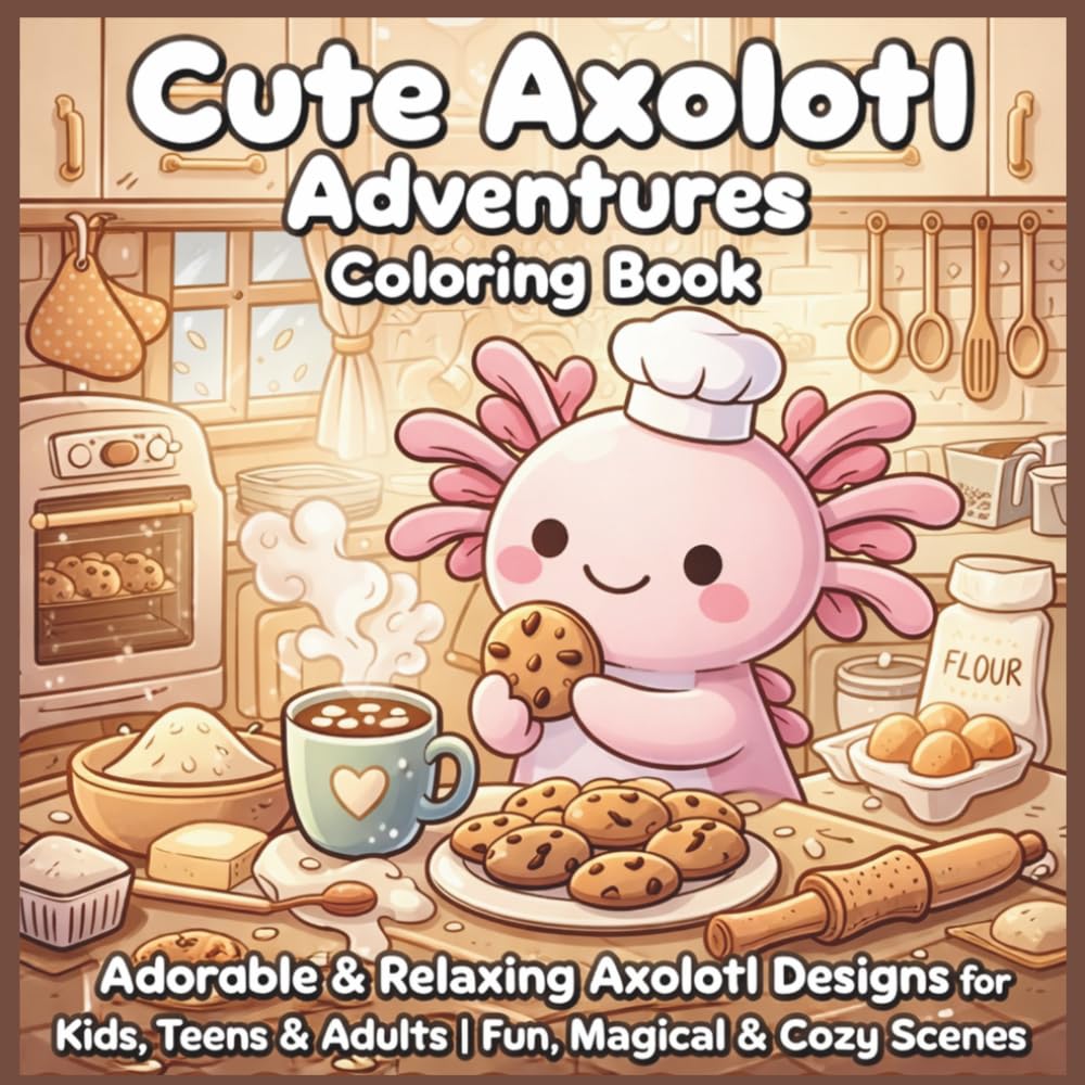 Cute Axolotl Adventures Coloring Book: Adorable & Relaxing Axolotl Designs for Kids, Teens & Adults | Fun, Magical & Cozy Scenes (Cozy Axolotl World Coloring Collection)