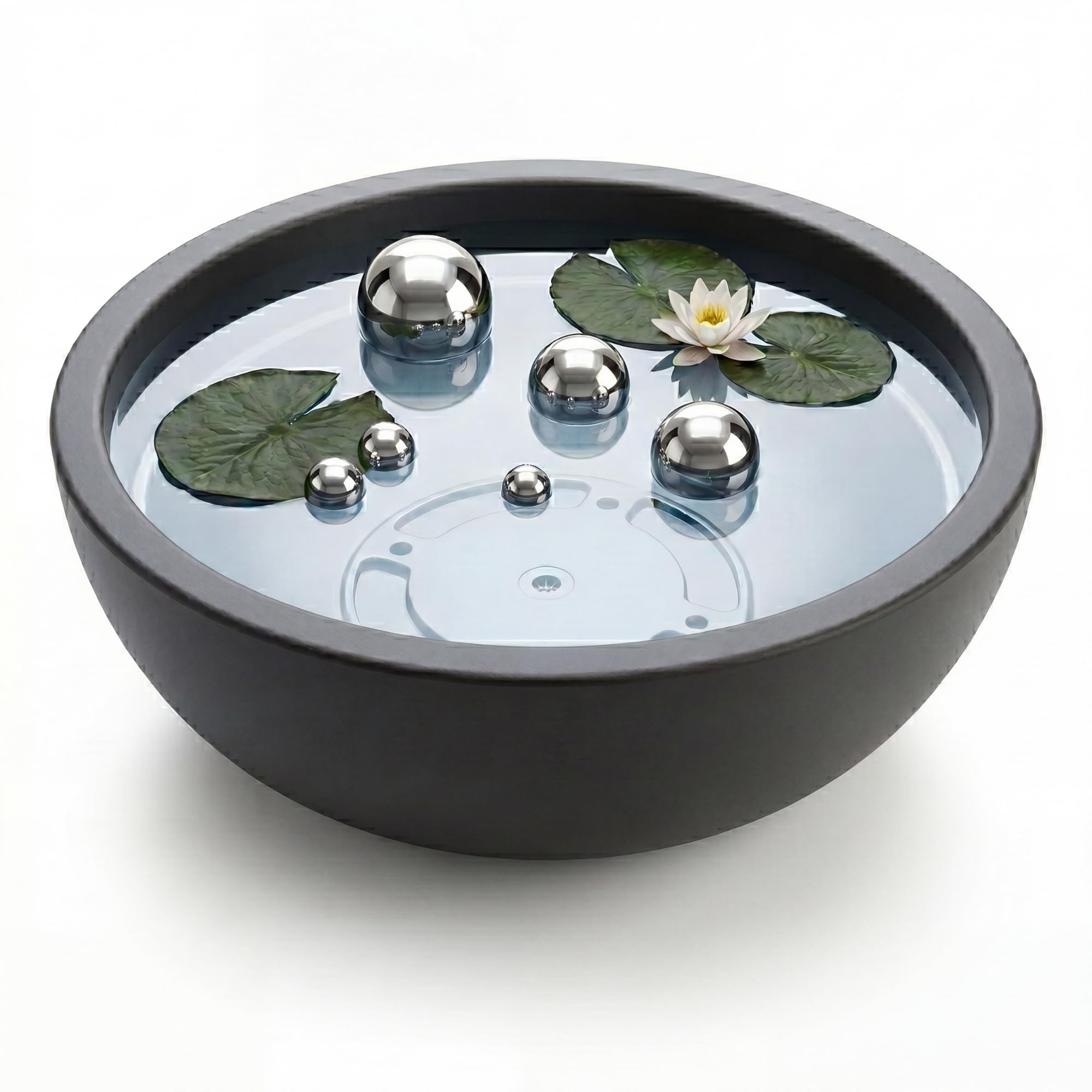 Miniteich Brunnen Set Schale mit Teichkugeln innen und außen Komplettset 39cm Durchmeseser