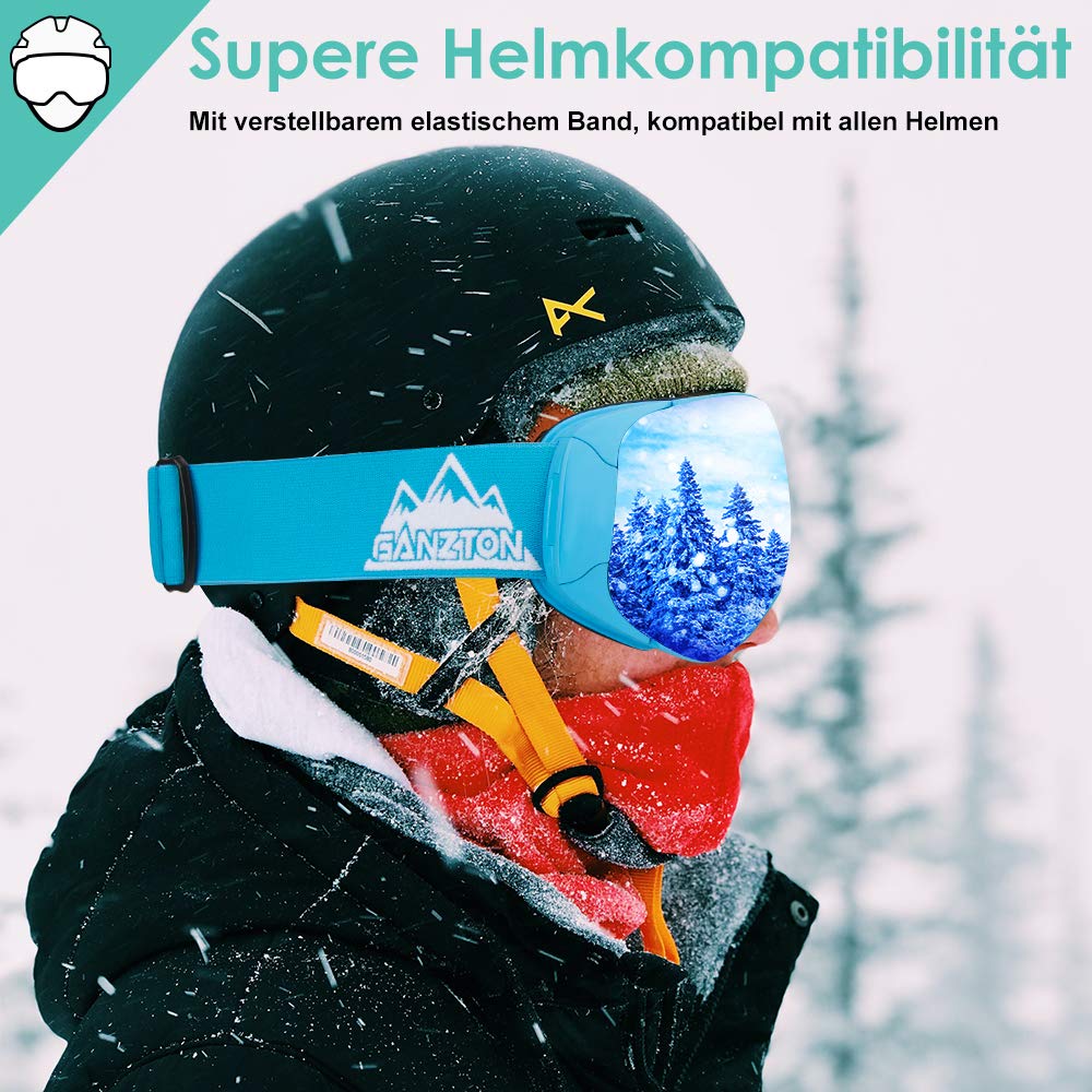 Ski Goggles Snowboard Goggles Double Lens UV Protection Snow Goggles Anti-Fog Snowboard Goggles with Magnetic Lenses Helmet Compatible for Glasses 