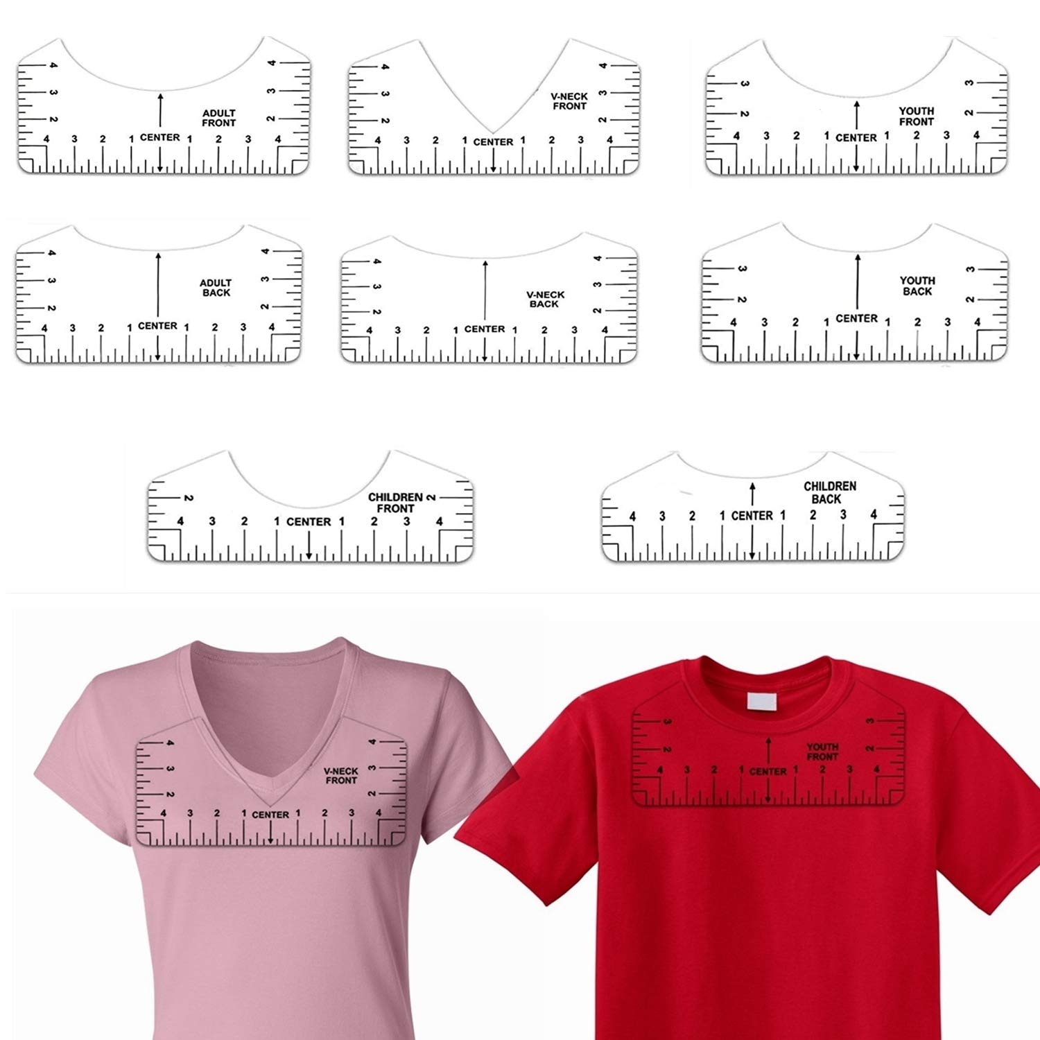 Buy 4Sizes 8Pcs TShirt Ruler Guide Alignment Tool Tshirt Measurement