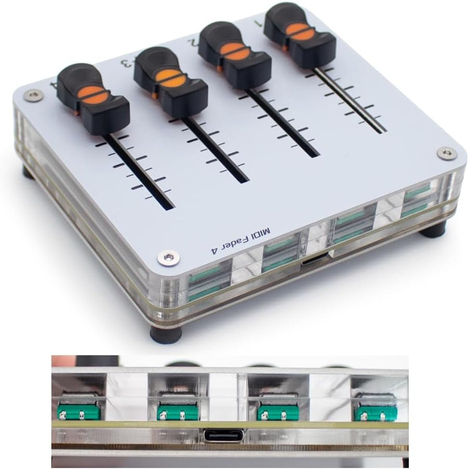 Fader Midi De 4 Canales Y 42 Mm, Mezclador Deslizante Midi Delgado De 4 Pistas, Interfaz USB, Mapeo CC Personalizado, para Software DAW Y Edición En Estudios De Producción Musical.