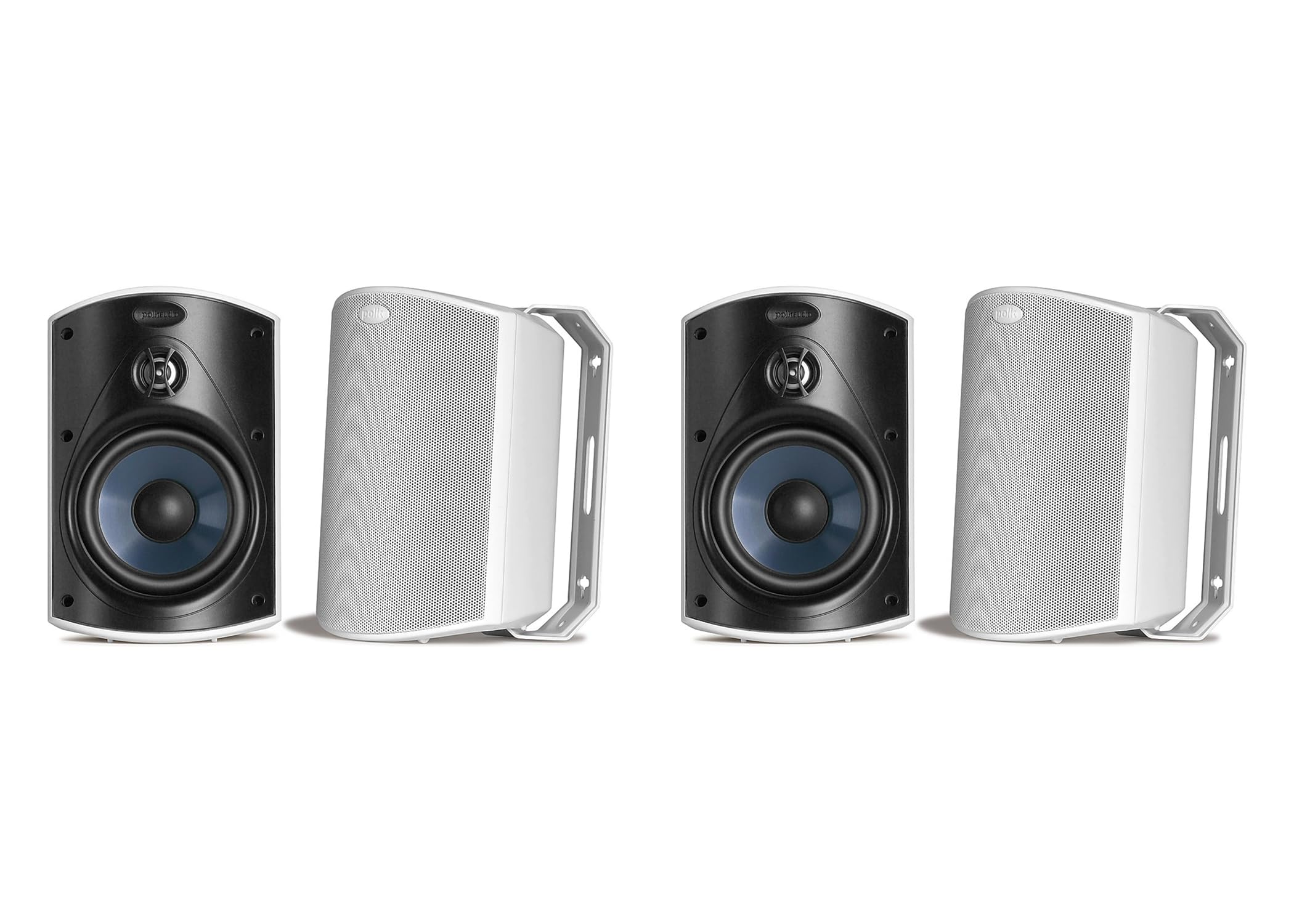Polk Audio Atrium 4 Outdoor Speakers with Bass Reflex Enclosure | 4 Speaker Pack (2 Pairs, White) - All-Weather Durability | Broad Sound Coverage | Speed-Lock Mounting System | 2 Pairs (White)