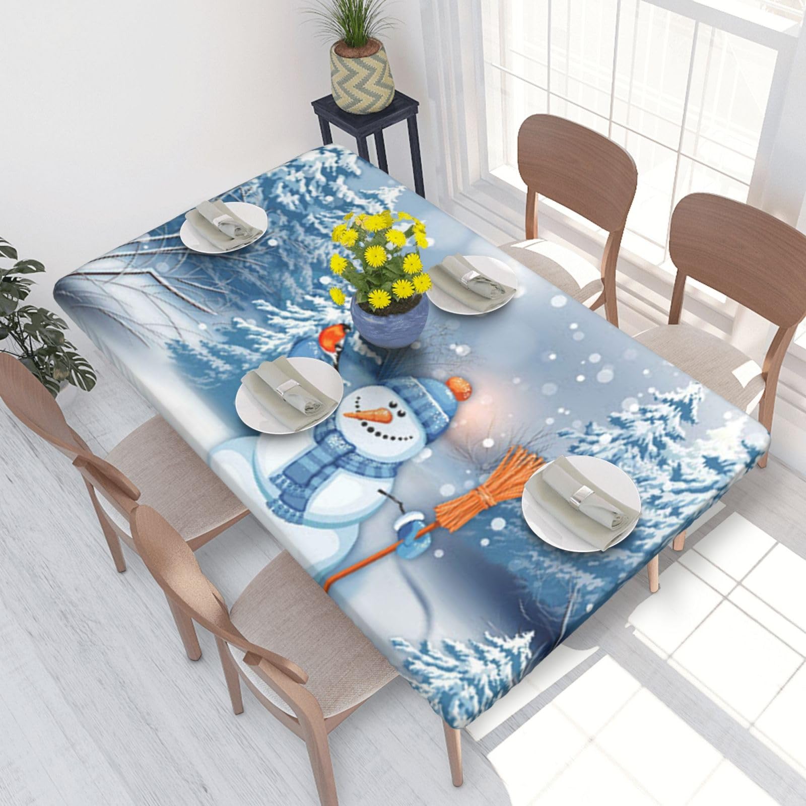 BNVSADC Hardworking snowman Printed 4FT Tablecloth 122x76 CM Polyester Kitchen Water Resistant Table Cloth Dining Table Decoration Table Covers