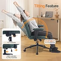 Vista 5 de VINGLI Criss Cross Chair with Adjustable Flip-Up Arms,Cross Legged Chair with Wheels,Extra Wide Office Chair,Desk Chair for