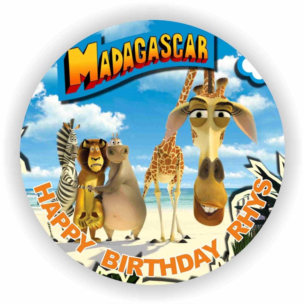 Birthday Bazaar Madagascar # 1 Cake Topper : 7.5" Icing