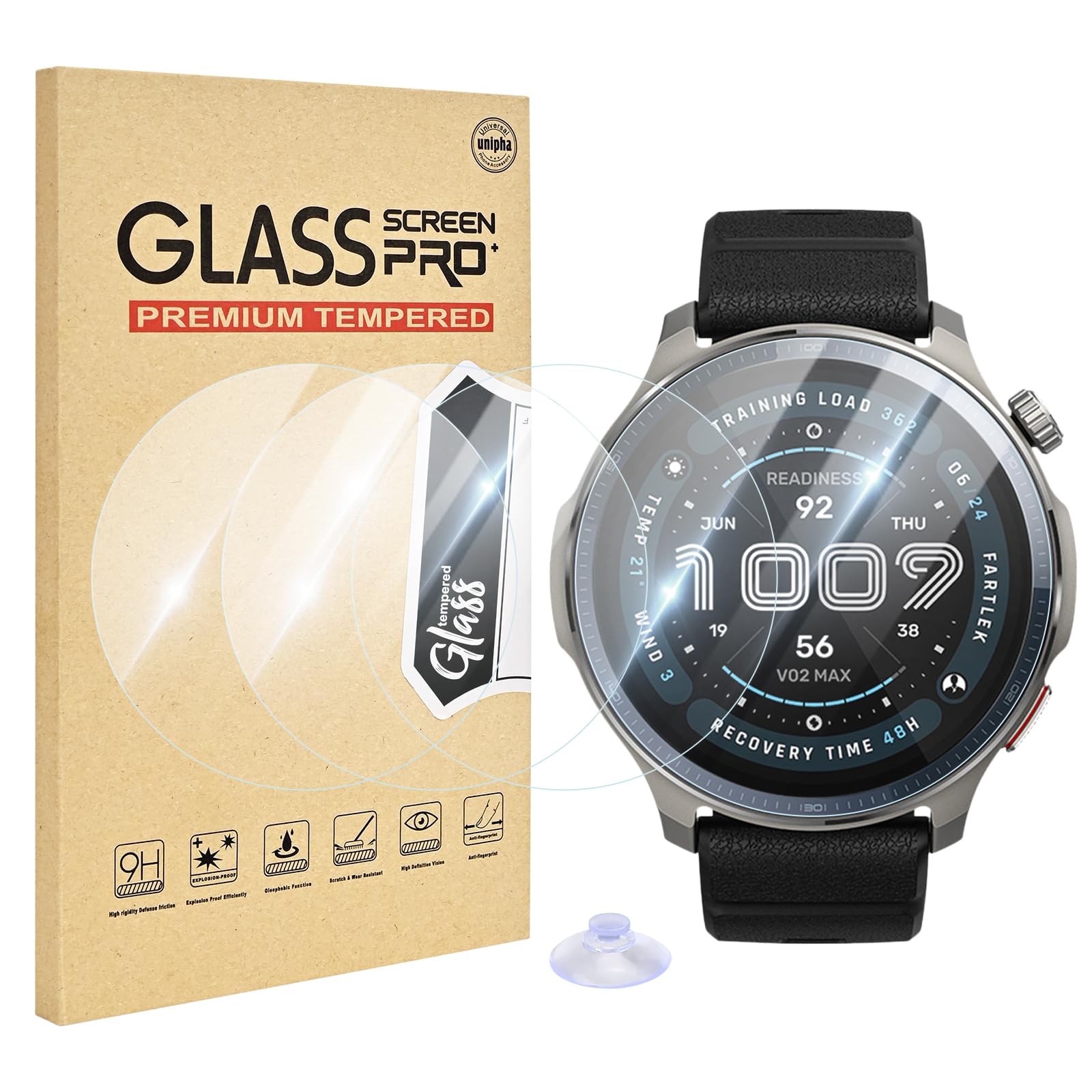 4 PCS Compatible for Amazfit Balance 2 Screen Protector, 9H HD Clear Tempered Glass with Anti-scratch, Bubble-Free Sensitive for Amazfit Balance 2 Screen Protector