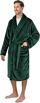 Mens Soft Robe Bathrobe for Men, Lightweight Fleece Male Robe Long Bath Shower Spa