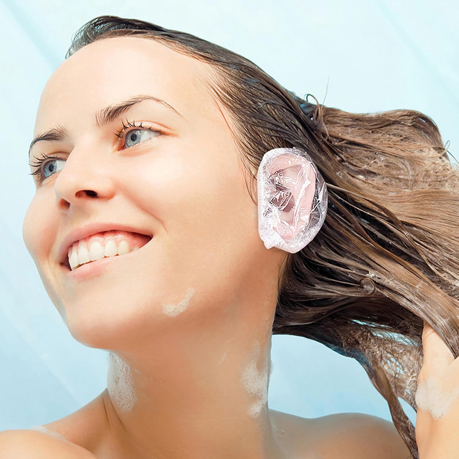 500pcs Disposable Ear Covers for Adults Waterproof Plastic Ear Protection Covers for Showering and Swimming Comfortable for Bathing and Hair Dye