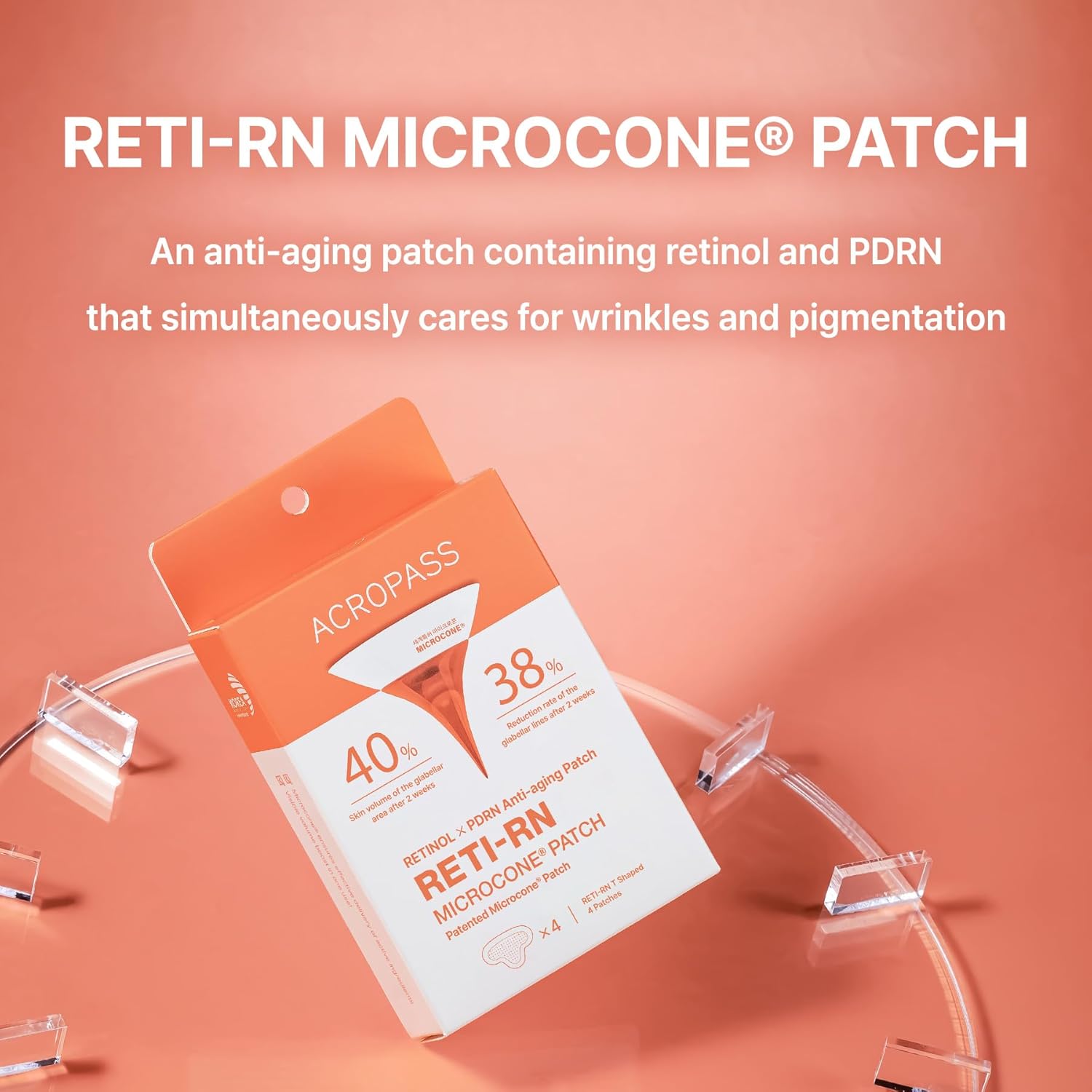 Wrinkle Patches ACROPASS RETI-RN Microcone, Deep Wrinkle, PDRN 10,000 ppm, Retinol 3,300 IU/g, Hyaluronic Acid, Anti-Aging (Slim Type, 6 Count) - Image 6