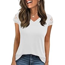 Womens Tops V Neck Short Sleeve T Shirts Womens Summer Tops Casual Soft Basic Lace Tops Spring Summer Tees Clothes 2026