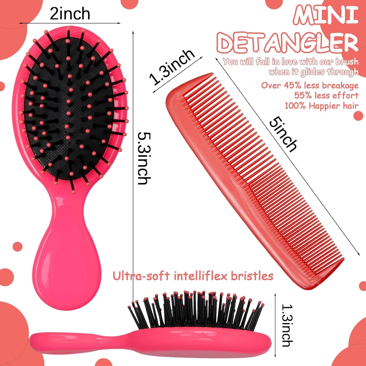 24 Pack Mini Wet Hair Brush, Detangling Hair Combs Set - Image 2