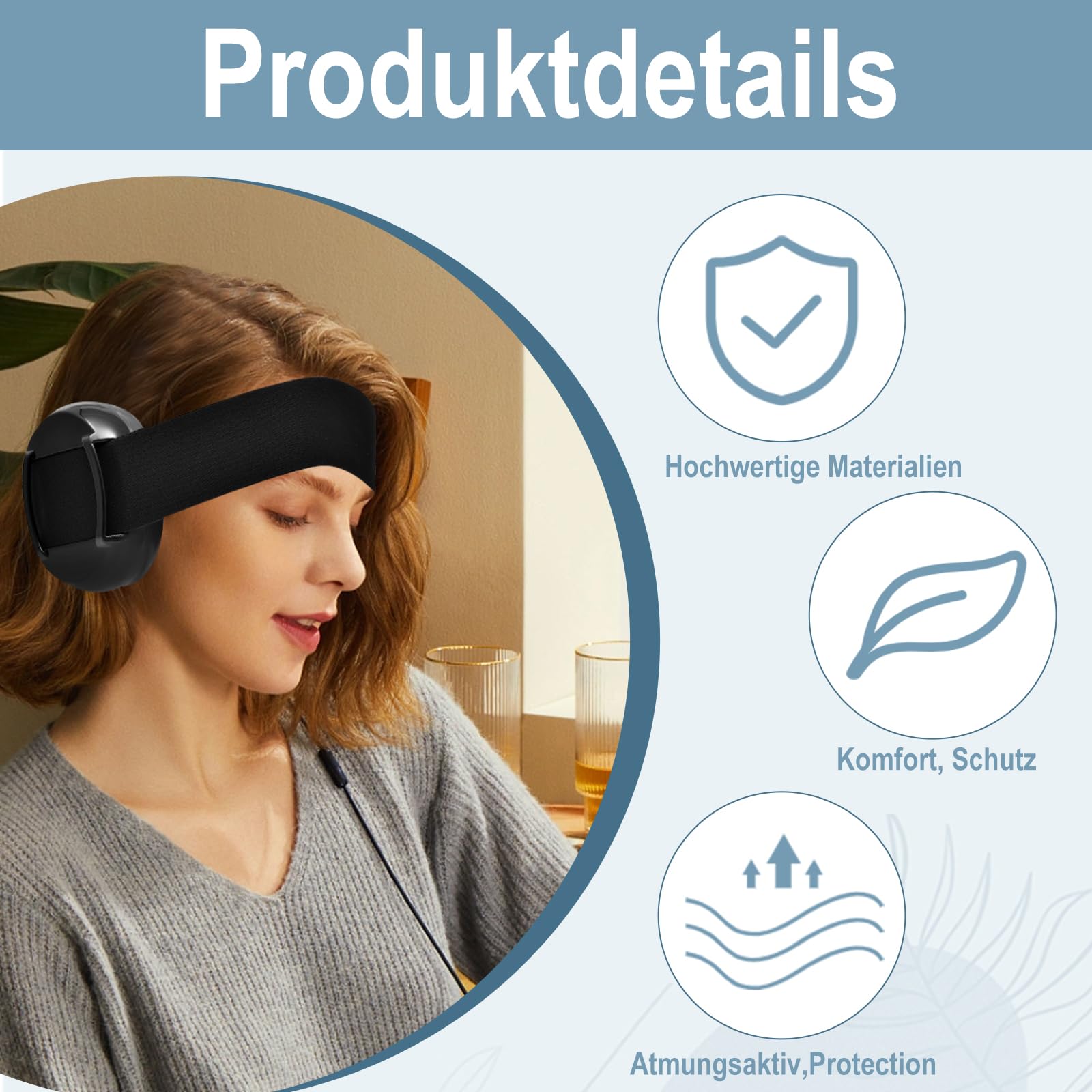 Casque anti bruit adulte, Casque anti bruit sommeil, protection contre le bruit élastique réglable, idéal pour les voyages
