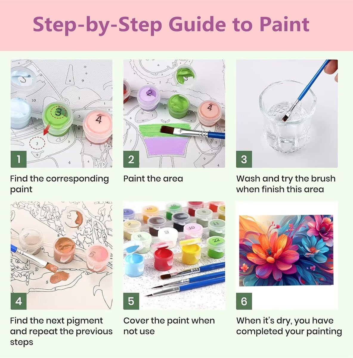 Dipingere con i Numeri Fiore colorato Quadri da Dipingere Numerati, Paint by Numbers Adulti, Colorare con i Numeri Kit Pittura Bambini con Pennelli Pigmento Acrilico Disegno Pittura 100X150cm s-741