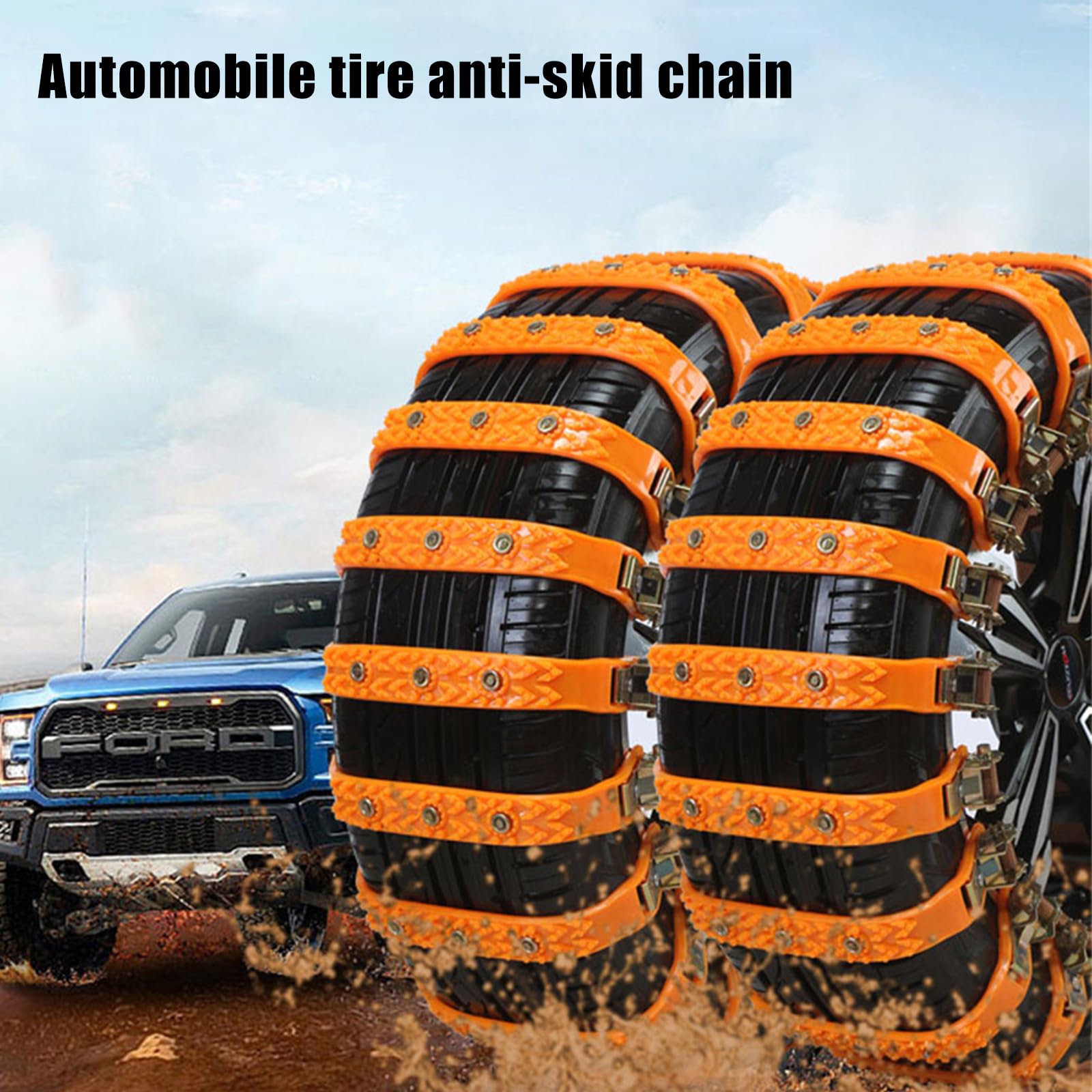 kyaoayo Catene da neve universali, Tire Snow Chains, 6 pezzi, catene da neve universali per pneumatici di larghezza 165 – 265 mm, catene di emergenza per la maggior parte delle autovetture,