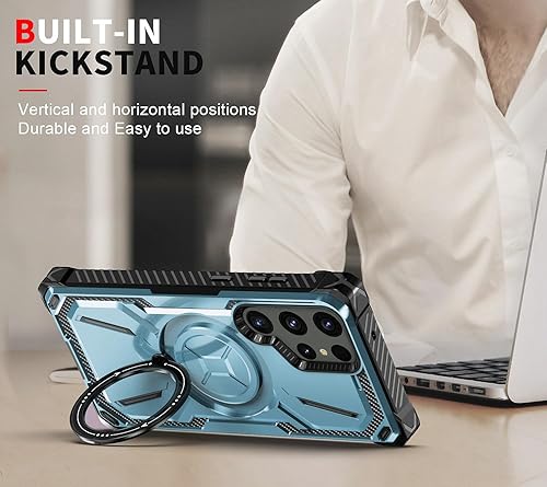 Miniatura 7 de Funda para Samsung Galaxy S22 Ultra compatible con MagSafe con anillo magnético con soporte para teléfono protector de caídas de grado militar