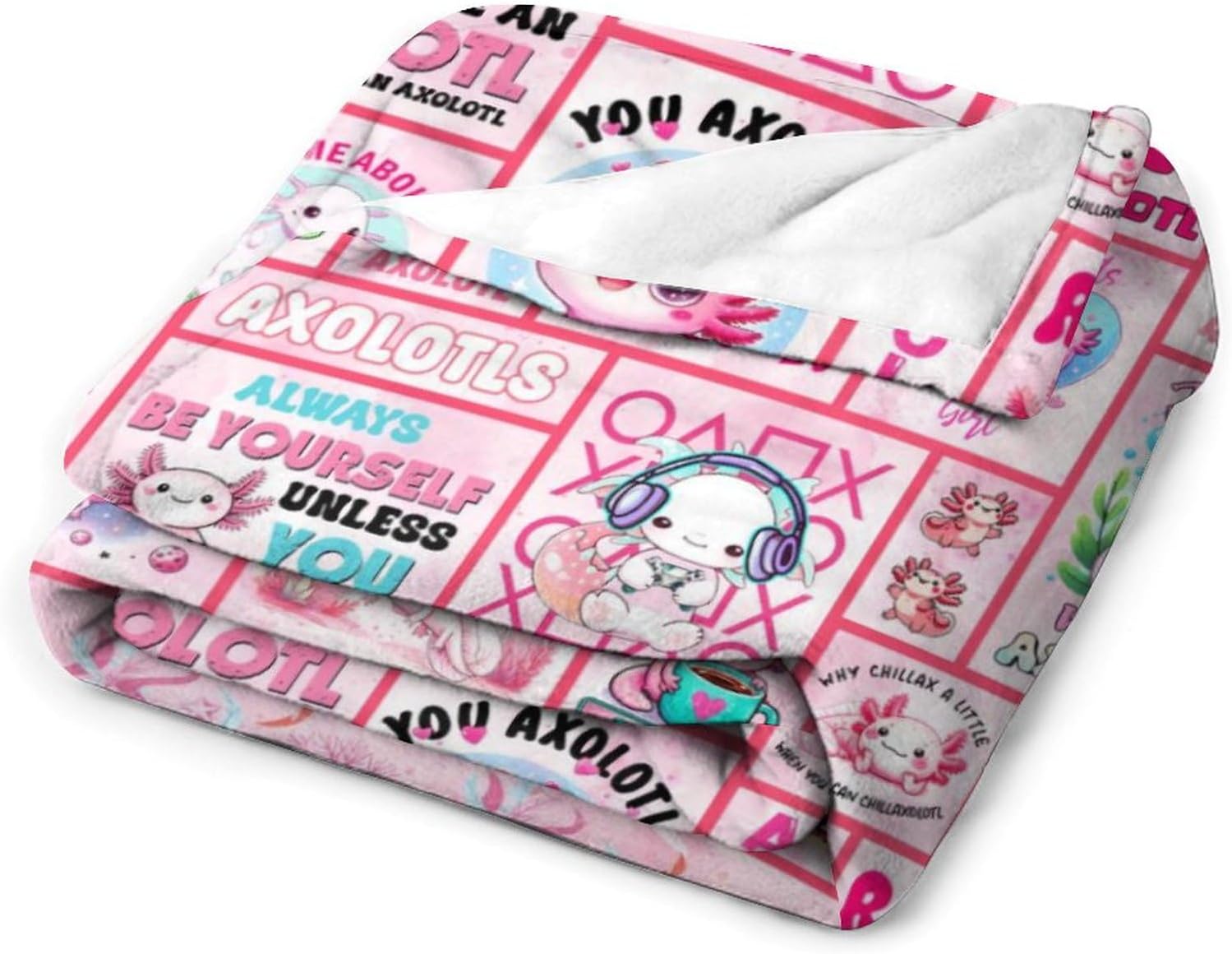 Axolotl Throw Blanket - Soft Flannel Axolotl Blankets for Girls Boys Kids - Warm Throw Blankets for All Season Lap, Chair, Sofa - 50"x40" - Image 7