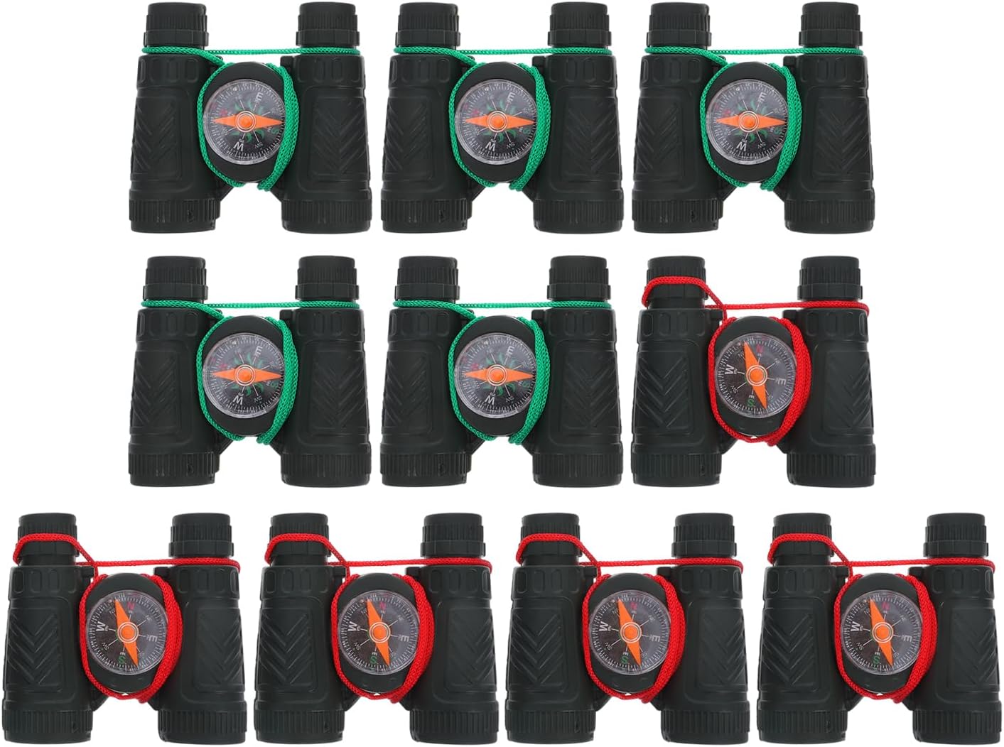 – 10pcs Small Pocket Binoculars Mini Binoculars Mini Telescope Toy Novelty with Compass for Boys Girls Sightseeing Birdwatching Outdoors Black
