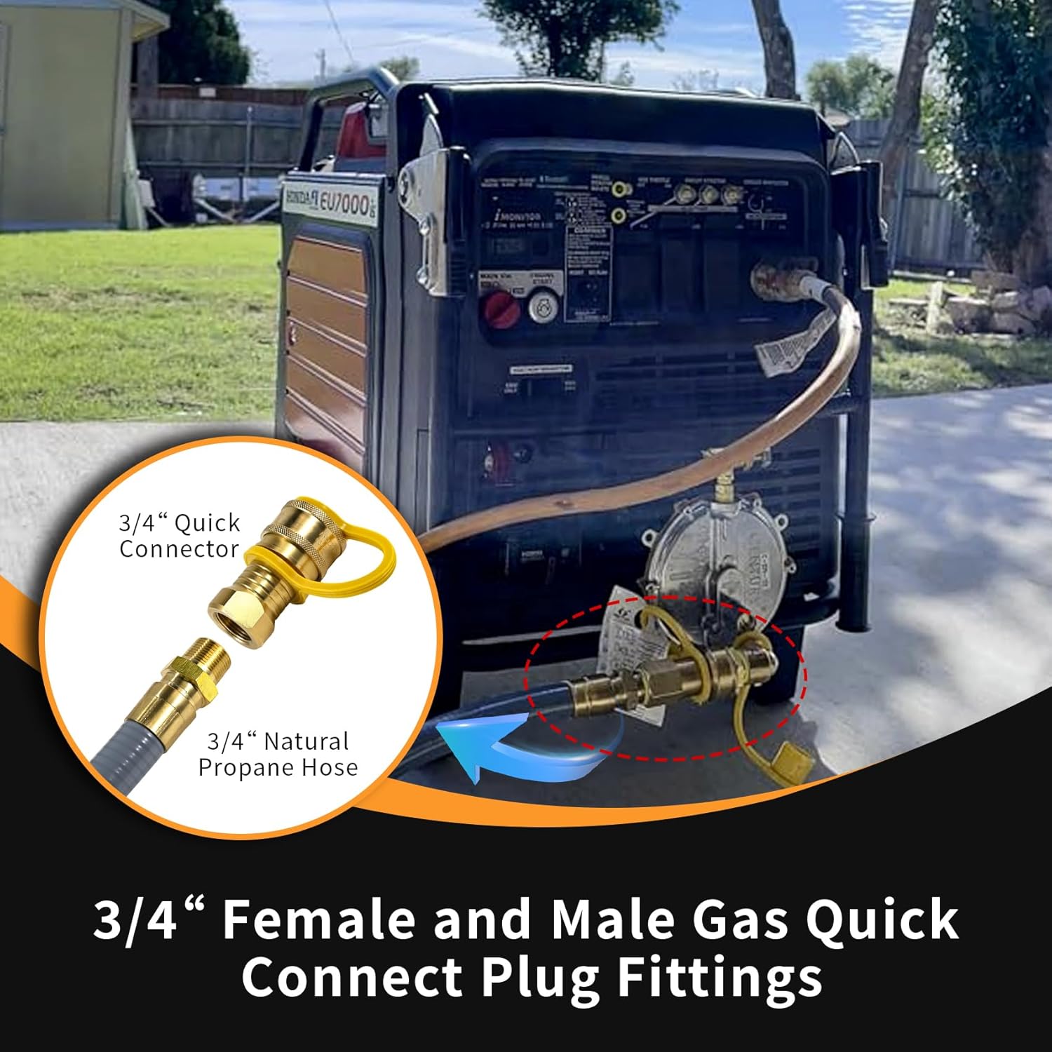 3/4" Male and Female Natural Gas Quick Connect Plug Fittings,Heavy Solid Brass Quick Connect Fittings Convert for Pipe Natural Gas Supply for Generators, Gas Grills, Fire Pits,RV